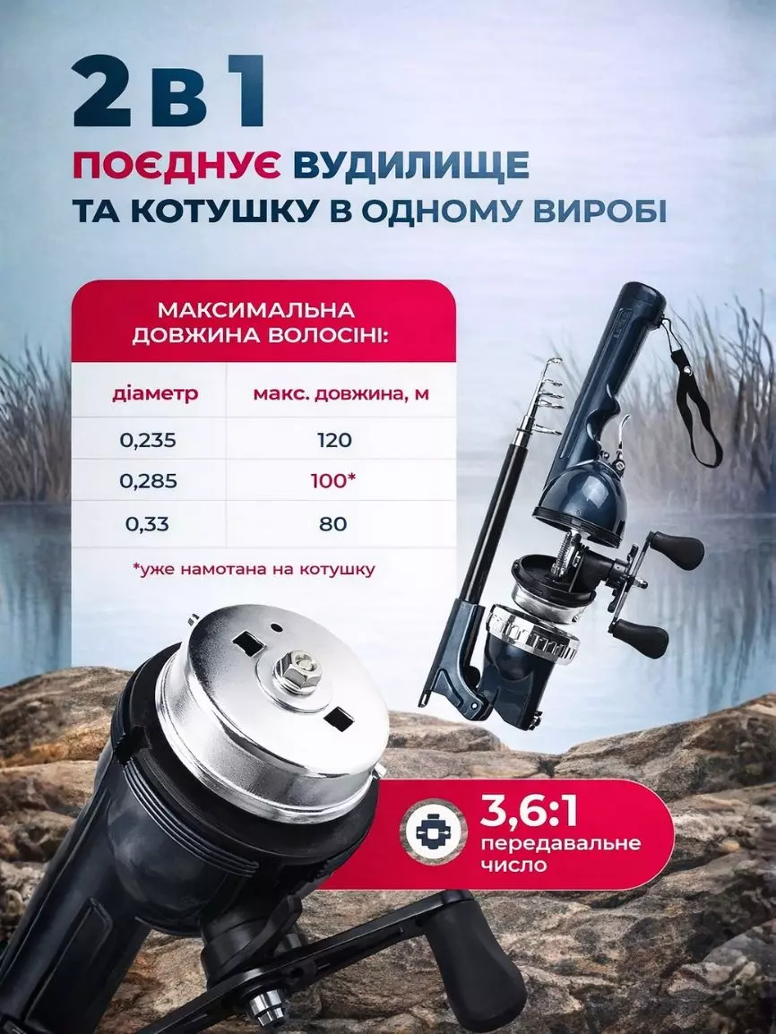 Компактна складна вудочка - Зображення 3