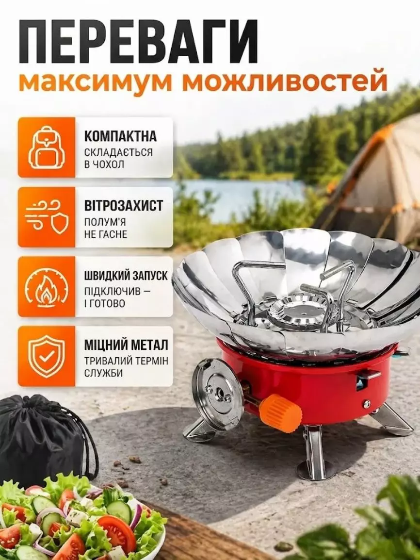 Портативний газовий пальник із пелюстками - Зображення 3